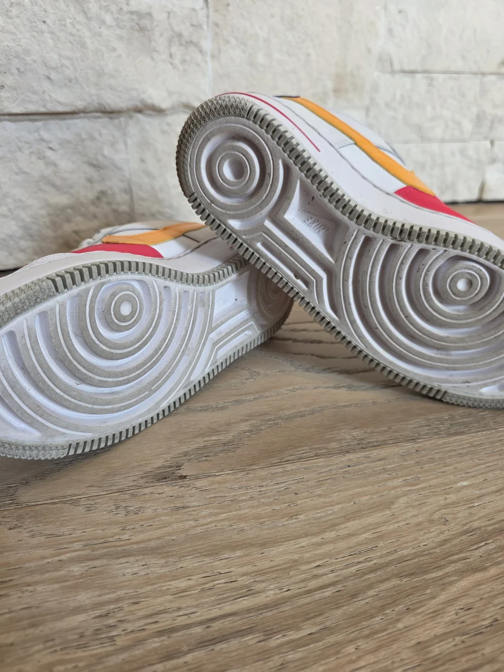 Nike Womens White Sneakers with Yellow & Pink & Purple Accents